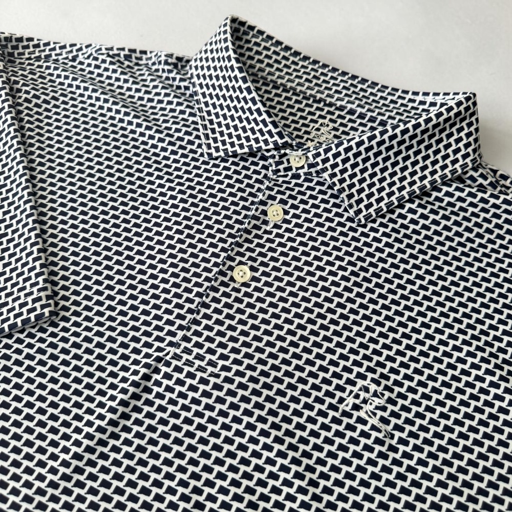 Rhoback Golf Polo Shirt Men XXL White Blue Connecticut State Print Performance
